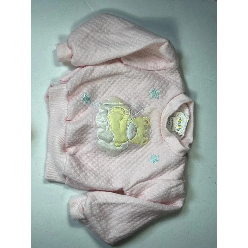 Vintage Childwise Pink Quilted Teddy Bear‎ Sweatshirt and Pants Set 24 Months